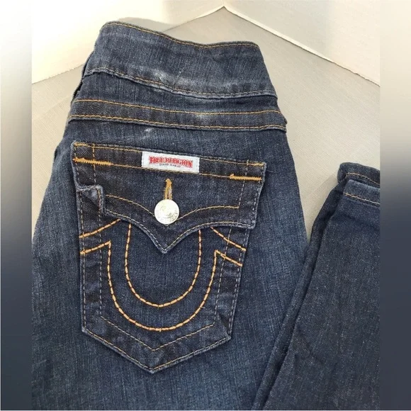 True Religion Women's Dark Blue Boots Cut Jeans Size 27X29 - Picture 6 of 6